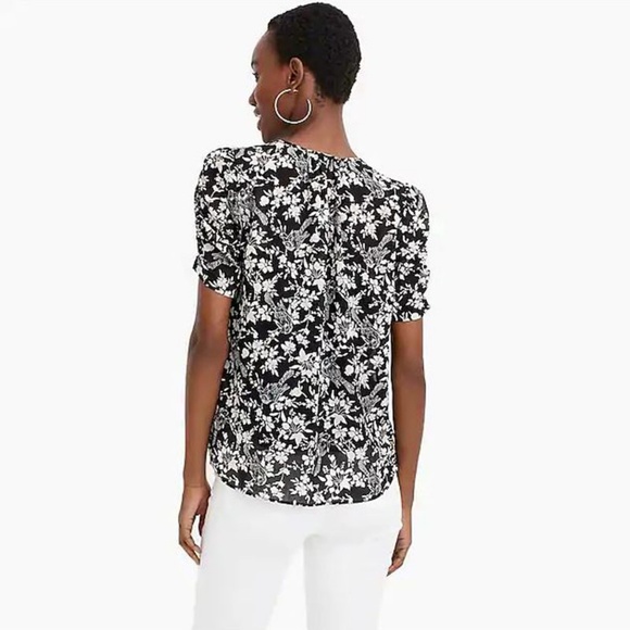 🍄SOLD🍄J.Crew Ruched-Sleeve Floral Blouse - Picture 8 of 8